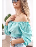 Kurze Bluse mit Rüschen unten, Mint MP29390 – Online-Shop – Boutique